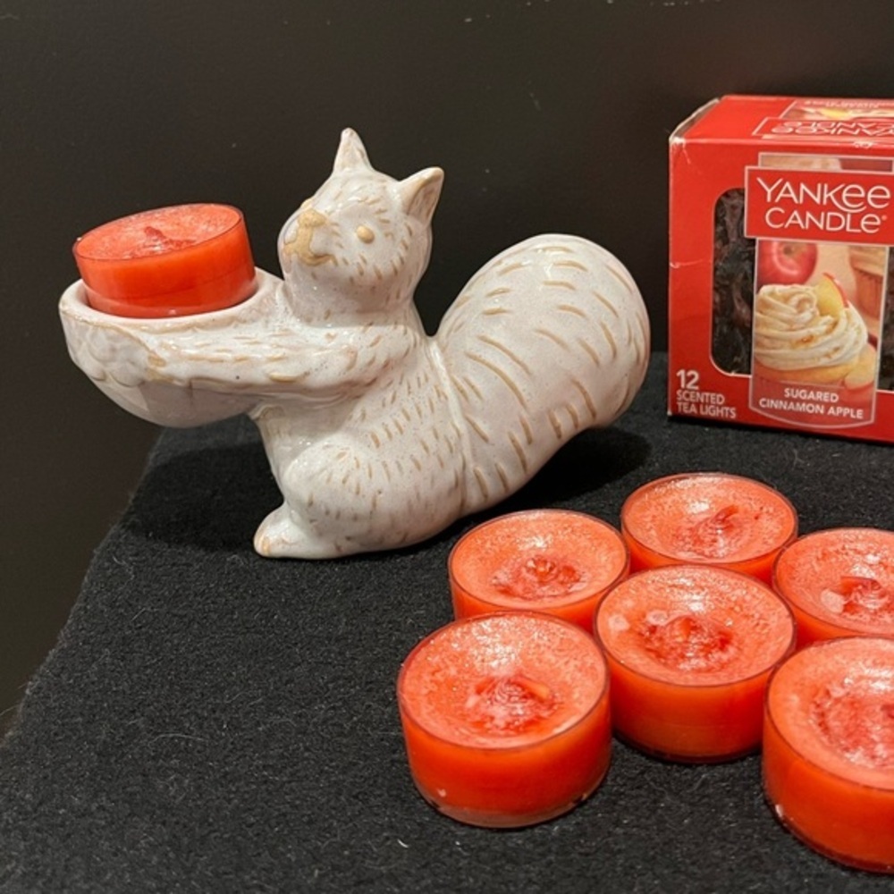 Ceramic Squirrel holder with Sugared Cinnamon Apple tea lights. - Picture 2 of 11